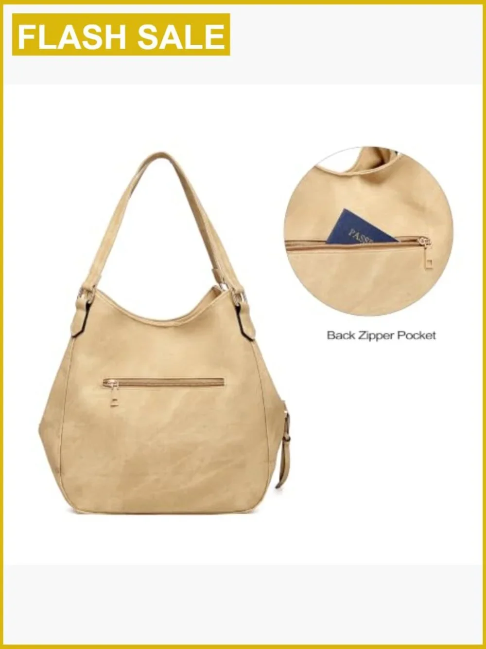 Vegan Leather Hobo Shoulder Bag Tote Purse Multi-pocket